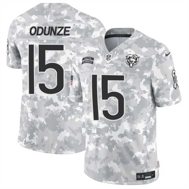 Men%27s Chicago Bears #15 Rome Odunze 2024 F.U.S.E Arctic Camo Salute To Service Limited Stitched Football Jersey Dzhi